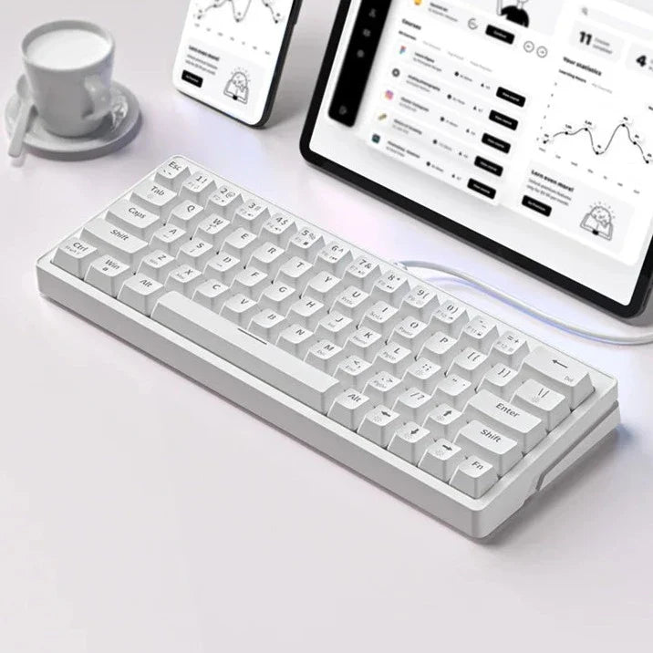 White ZA63 Wired 63 Keys Hot Swap RGB Mechanical Keyboard